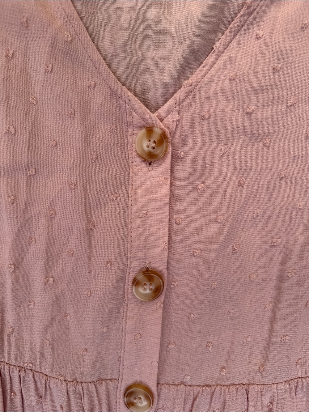 Blush Pink Swiss Dot Tiered Mini Dress Women’s Medium Boho Cottagecore - Picture 4 of 5